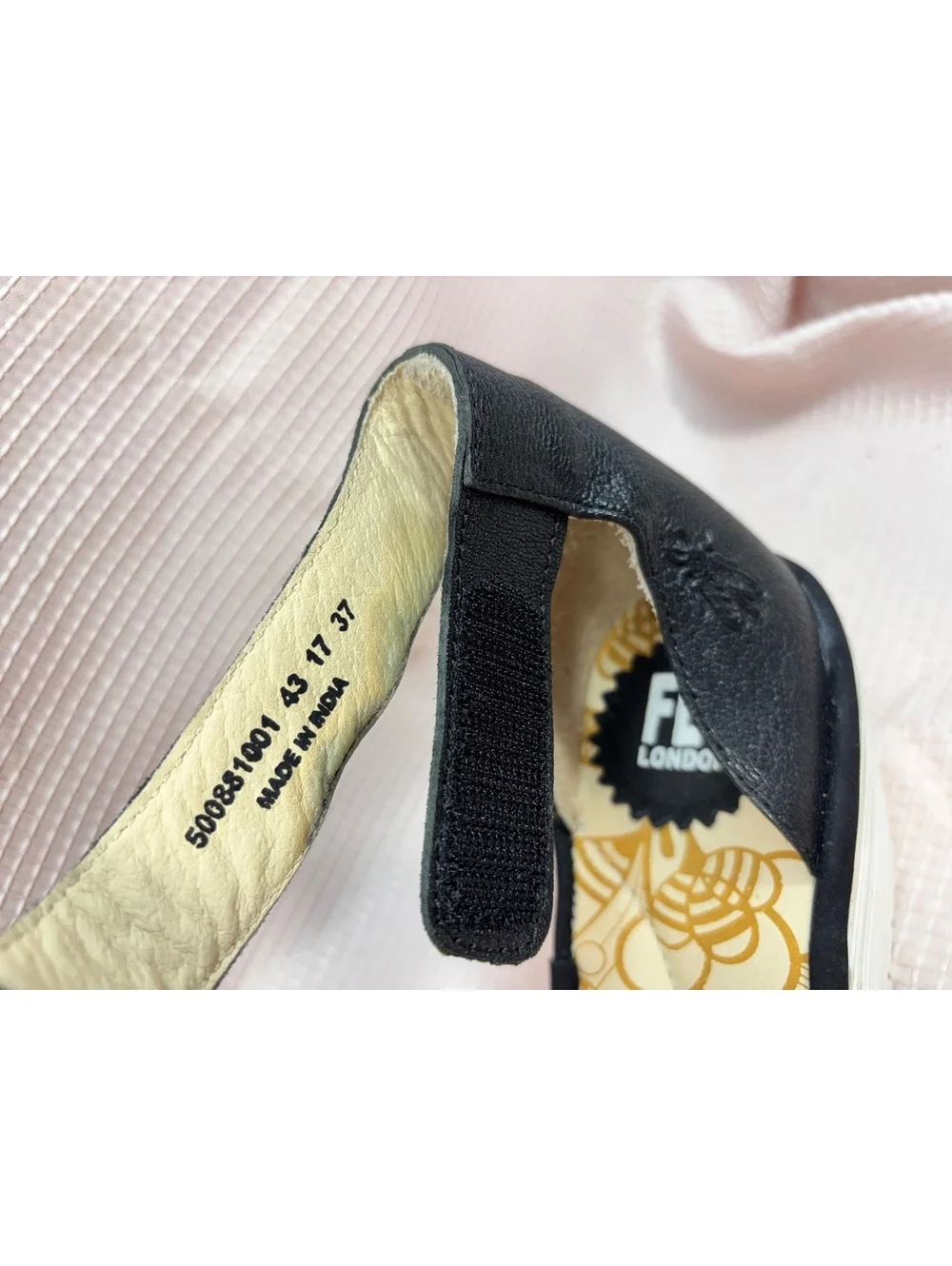 black perforated leather Fly London Yake wedge sandals Size 37 EU 6.5-7 US
